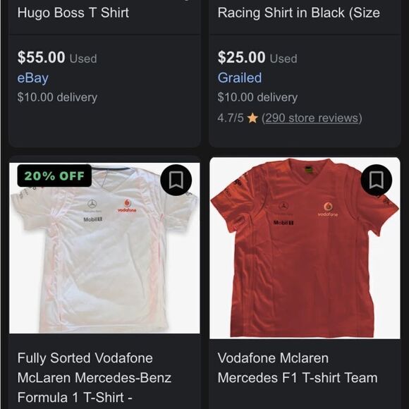 Vodafone McLaren Mercedes Crew Shirt Brown Size Large - Picture 9 of 12